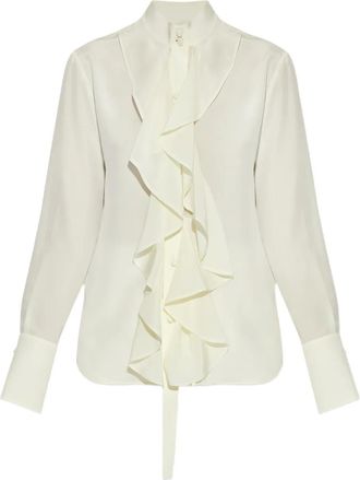 Alexander McQueen ruffled silk top - women - Silk - 38 - Neutrals