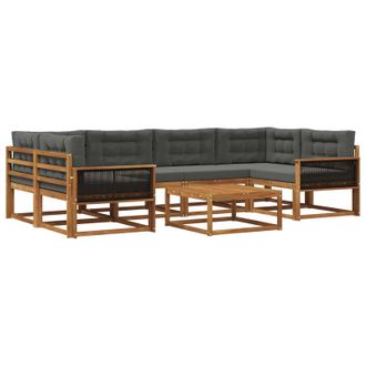 vidaXL Conjunto De Sof&aacute;s De Exterior 7 Pcs Natural Y Antracita Vidaxl