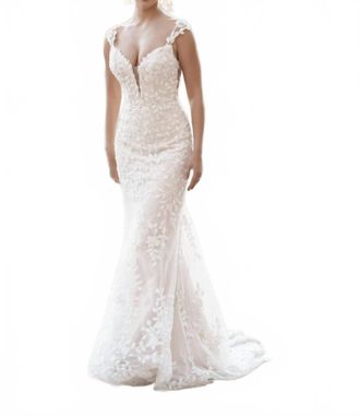 Allure Bridals Beaded Wedding Gown In Ivory/nude