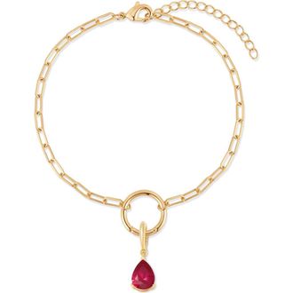 Brook & York Colette Mini Teardrop Birthstone Bracelet in Gold/July at Nordstrom