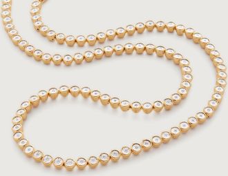 Monica Vinader Gold Diamond Essential Tennis Necklace Adjustable 41-46cm/16-18 Diamond