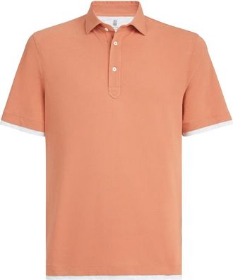 Brunello Cucinelli Poloshirt met korte mouwen en knoopsluiting - Oranje