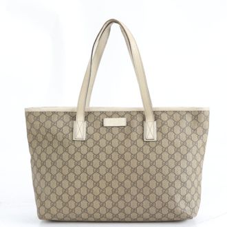 Gucci Beige Ivory Gg Supreme Leather Shoulder Bag Tote Bag (Pre-Owned)
