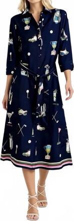 Vilagallo Golf Par Tee Dress In Navy Print