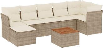 vidaXL Vidaxl - Juego De Sof&aacute;s De Jard&iacute;n Con Cojines Beige 8 Pzas Rat&aacute;n Pe