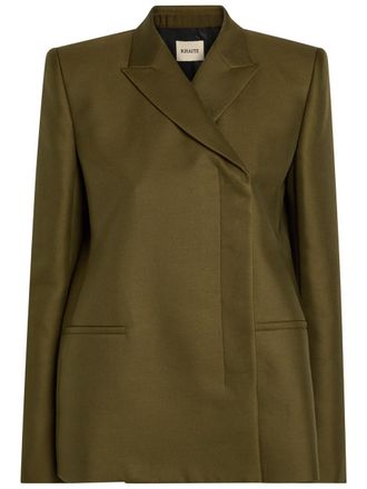Khaite Silvannah Double-breasted Wool and Silk-blend Blazer - Khaki - 10 (UK14 / L)