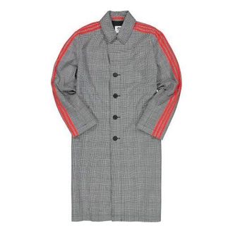 adidas originals x 424 Trench Coat Crossover Gray Plaid Long Windbreaker Gray FS6235