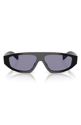 Prada 57mm Irregular Sunglasses in Black /Violet Mirror Silver at Nordstrom