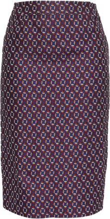 HUGO BOSS Patterned Knee-Length Pencil Skirt in Multicolor Polyester