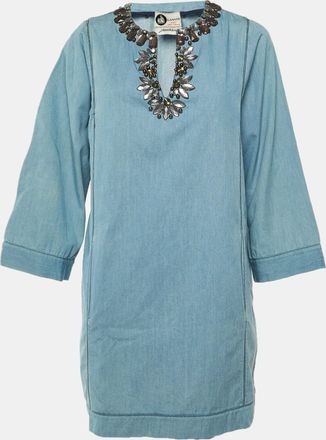 Lanvin Elbaz X Lanvin X Acne Blue Embellished Detail Denim Mini Dress