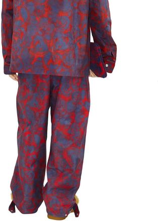 Burberry Purple and Red Printed Wide-Leg Trousers Size M