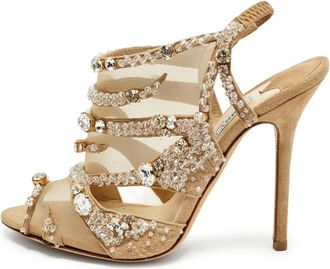 Jimmy Choo London Sandali con cinturino posteriore e cristalli - Toni neutri