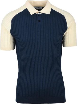 Wool & Co Tops, Heren, Blauw, 2Xl, Katoen, Polo shirt van gebreide stof