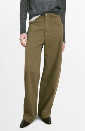 Mango Mid Rise Balloon Jeans in Khaki Green at Nordstrom, Size 10