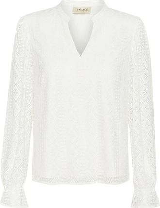 Cream Elegante Kant Blouse Sneeuwwit - Dames - Blouses - Wit - M - Polyester - Overhemden