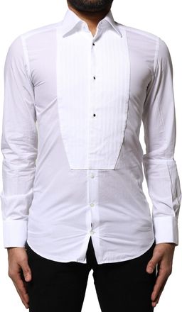 Dolce & Gabbana White GOLD Cotton Poplin Formal Dress Mens Shirt (Pre-Owned)