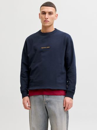 Jack & Jones Sweatshirt JACK & JONES JORNORREBRO EMB SWEAT CREW NOOS, Herren, Gr. XXL, sky captain, angeraute Sweatware, Obermaterial: 89% Baumwolle, 11% Polyester