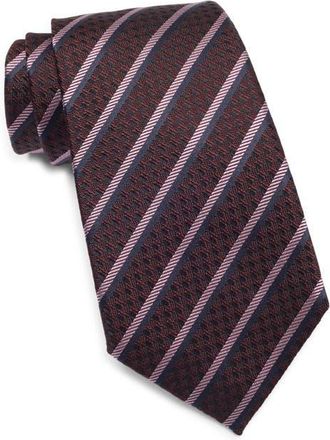 Ermenegildo Zegna Stripe Silk Tie in Dark Redstripe at Nordstrom