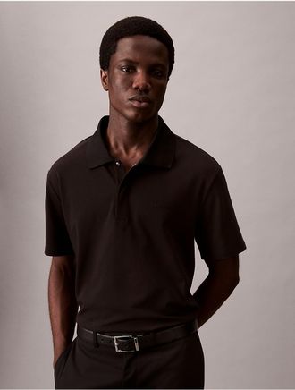 Calvin Klein Mens Cotton Blend Pique Classic Polo Shirt - Black - XS