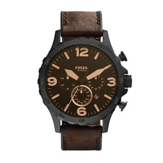 Fossil Mens Nate 50mm Chronograph, Black Stainless Steel Watch