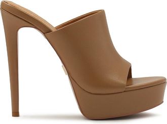 Kazar Bruine flip-flops met plateauzool en hoge hak - Dames - Muiltjes - Bruin - 38 EU - Leer - Schoenen