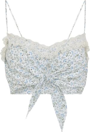 Ermanno Scervino floral-print lace-detail top - women - Silk - 40 - White