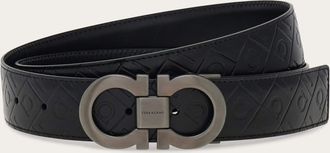 Ferragamo Men Reversible and adjustable Gancini belt Black