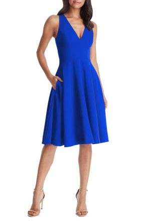 Dress The Population Catalina Fit & Flare Cocktail Dress in Electric Blue at Nordstrom, Size Xx-Small