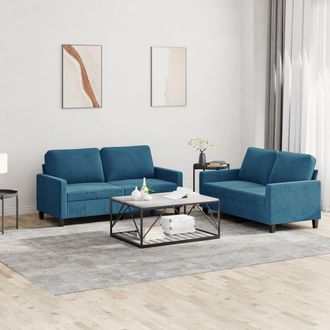 vidaXL Vidaxl - Juego De Sof&aacute;s Con Cojines 2 Piezas Terciopelo Azul