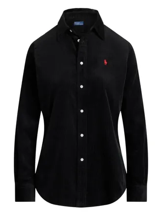 Polo Ralph Lauren corduroy long-sleeve collared shirt - women - Cotton/Elastane - 12 - Black