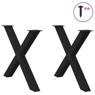 Berkfield Home Modern Dining Table Legs X-Shaped 2 pcs Black 90x(72-73) cm Steel