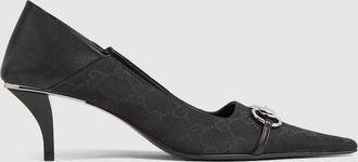 Gucci Womens Vittoria Pump, Black, GG Canvas