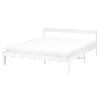 Beliani Cama Con Somier Estilo Minimalista De Madera De Pino 140 X 200 Cm Blanco Madone
