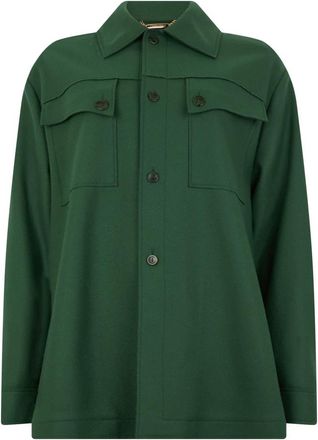 Alberta Ferretti Oversized Overshirt - Dames - Zomerjassen - Groen - S - Wol - Jassen