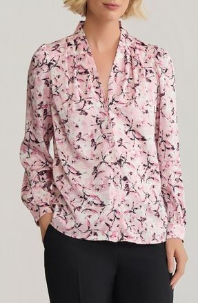 Kasper Print Pleated Shoulder Top in Tutu Pink Multi at Nordstrom, Size X-Small