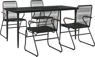 vidaXL Juego De Comedor De Jard&iacute;n 5 Piezas Rat&aacute;n Pvc Negro Vidaxl