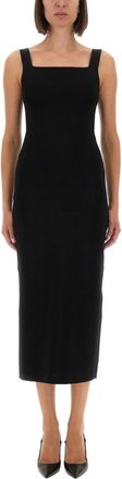 Khaite Black Square Neck Midi Dress