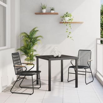 Berkfield Home 3 Piece Garden Dining Set Black PVC Rattan