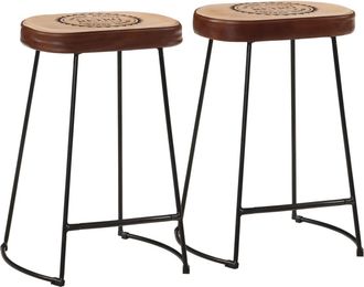 vidaXL Taburetes De Bar 2 Uds Marr&oacute;n Oscuro 41x29x62 Cm Vidaxl