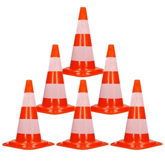 ECD Germany Ecd Germany - 6x Cono De Tr&aacute;fico Obra Pieza De Se&ntilde;alizaci&oacute;n Emergencia Color Naranja Y Blanco 47 Cm De Altura En Pvc Fuerte Y Robusto Pil&oacute;n De Segurid
