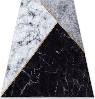 RugsX Rugsx - miro 51330.804 washing carpet Marble, geometric anti-slip - grey black 160x220 cm