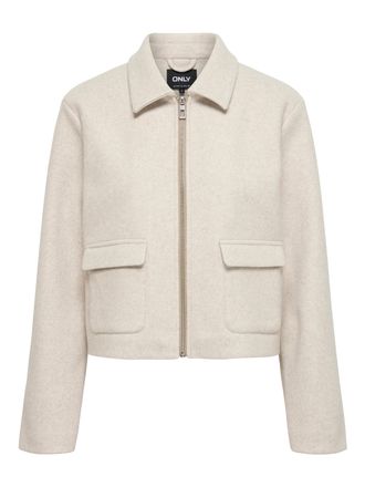 Only Kurzjacke ONLY ONLVELA ZIP SHORT JACKET OTW, Damen, Gr. L, pumice stone detail:melange, Web, Obermaterial: 92% Polyester, 8% Viskose, meliert, h&uuml;ftlan