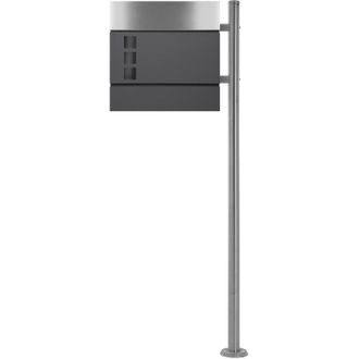 ECD Germany ECD Germany Cassetta delle Lettere Base Autoportante con Scomparto per Giornali in Acciaio Inox Antracite/Argento Portalettere con Supporto in