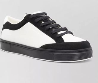 Emporio Armani leather sneakers contrast panels flat sole