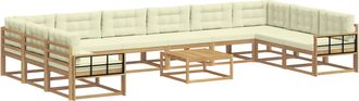 vidaXL Conjunto De Sof&aacute;s De Exterior 11 Uds. Blanco Y Crema Vidaxl