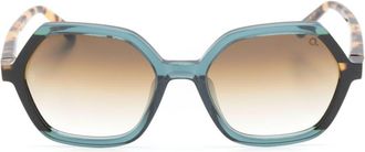 Etnia Barcelona Occhiali da sole geometrici con logo inciso - Marrone