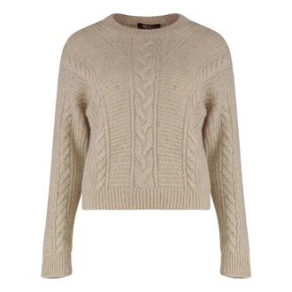 Max Mara Crasso Boxy Sweater - Dames - Ronde hals truien - Beige - L - Wol - Truien & Vesten