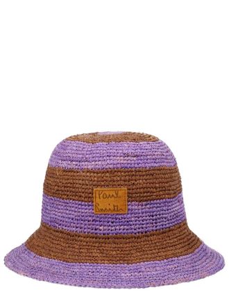 Paul Smith W1A-723A-U004_55 Logo-Patch Raffia Sun Hat - Purple