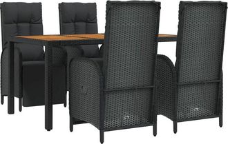 vidaXL Set De Muebles Jard&iacute;n 5 Pzas Con Cojines Rat&aacute;n Sint&eacute;tico Negro Vidaxl