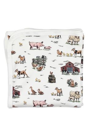 LOvedbaby Organic Cotton Baby Blanket in Farm Friends at Nordstrom